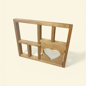 Wooden Display Shelf with Heart Cutout - Natural Brown